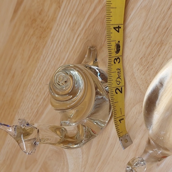 Clear art glass Snail & Whale Paperweight sculptures - Picture 7 of 7